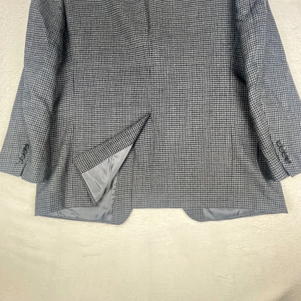 Lauren Ralph Lauren Blazer Men 46R Grey Houndstooth‎ 100% Wool Sport Coat